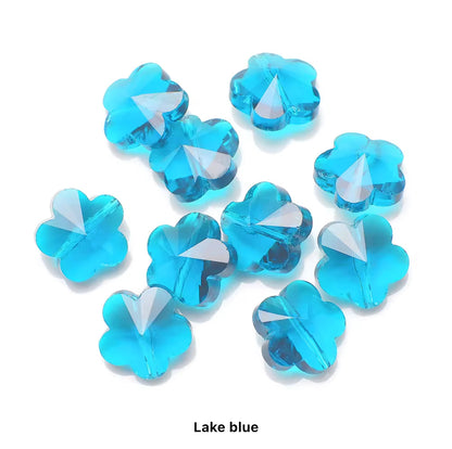 BBB 81 (b) Lake Blue Plum Flower Faceted Crystal glass beads ( 1 pc )