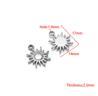 SC09G Sun Charm Silver pvd plated 316 stainless steel ( 1 piece ) Anti tarnish