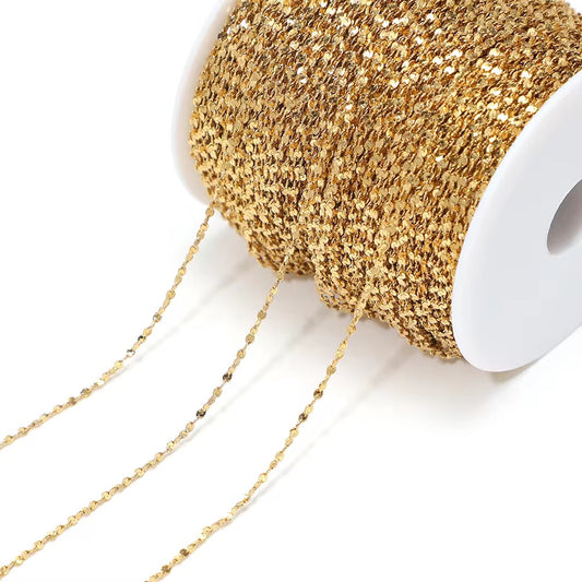 CN 394 Star Flower Chain 18k Gold PVD plated 316 stainless steel chain ( 1 feet ) Anti tarnish (1.5 mm)