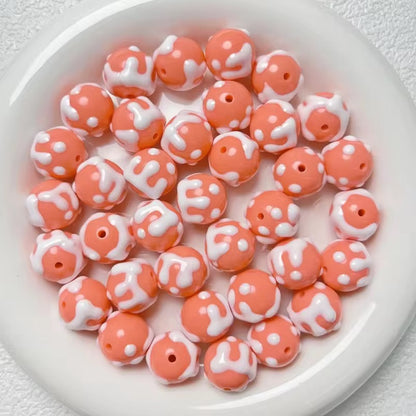 BBB 126 (b) Light Orange Snow Hand painted UV Plated Acrylic Bead ( 1 pc ) ( 16 mm )