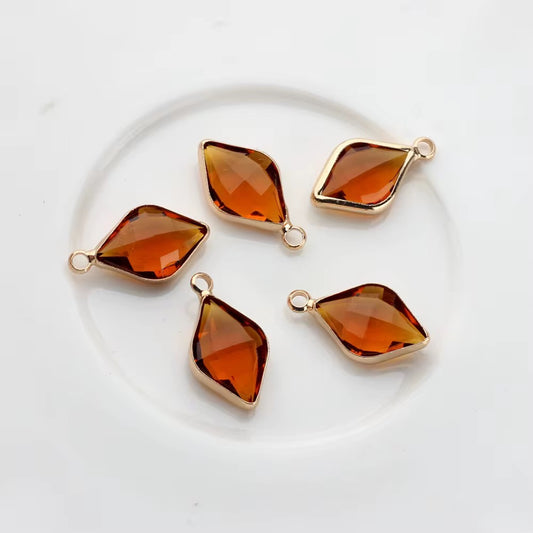 BBB 142 (g) Orange Diamond zircon charm ( 1 pc ) Anti tarnish ( 17:9 mm )