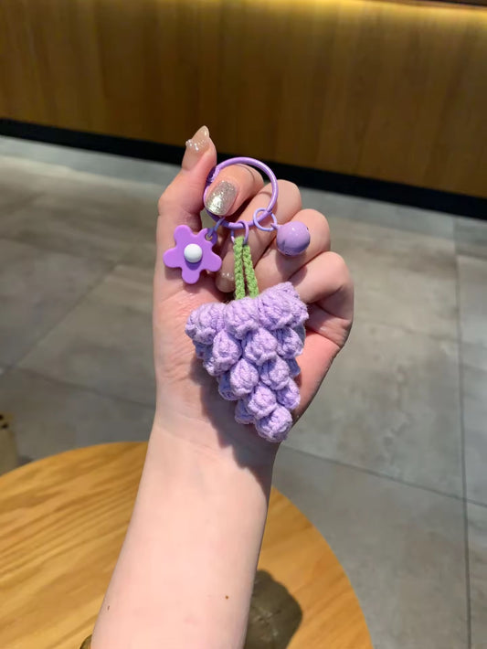 PK 51 Grapes Cute Fruit 3D wool Plush Toy Keychain ( 1 pc ) Imported Premium Quality