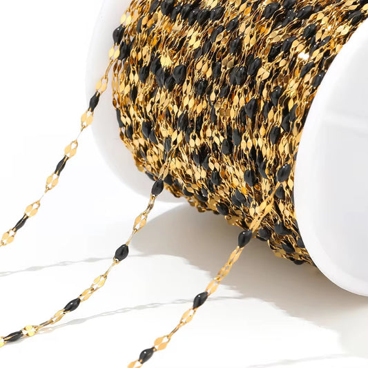 CN 87 Black Wide drop oil Lip Chain 18k Gold Stainless steel( 1 feet ) Anti tarnish ( 2 mm )