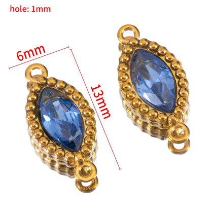 BBB 266 (c) Ink Blue Zircon Connector 18k Gold PVD plated 316 stainless steel ( 1 pc ) Anti tarnish ( 6:13 mm )
