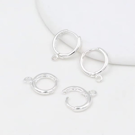SS 2963 Hoop with Loop Silver Plated ( 2 pc ) Anti tarnish