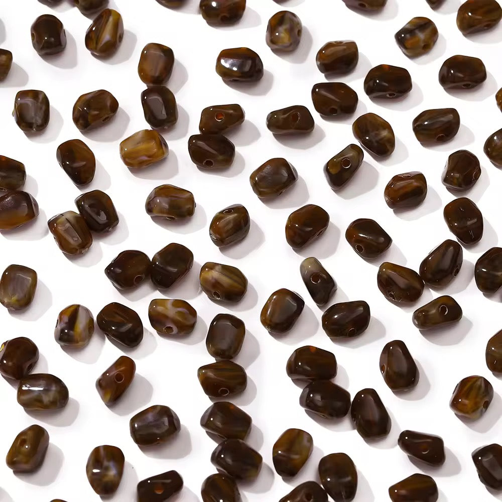 BBB 306 (h) Dark Brown Crystal Chip Shiny  Bead ( 1 pc ) UV Plated Acrylic ( 6*9 mm )