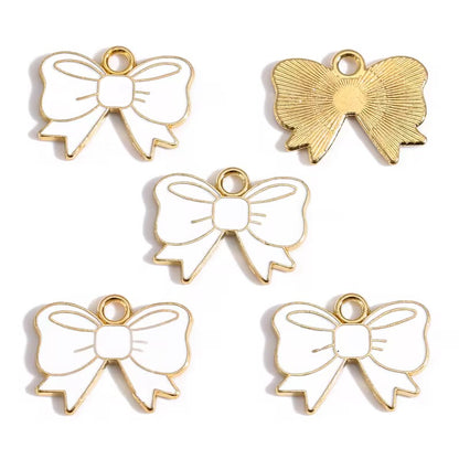 BBB 311 (a) White Bow enamel charm ( 1 pc ) High quality shine ( 14:18 mm )
