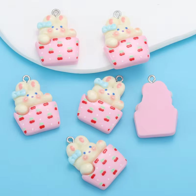 BRC 013 (A) Cute Animal box resin charm with hook ( 1 pc )