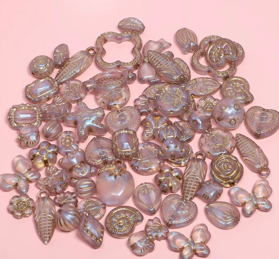 BBB 433 Vintage Czech Baroque Czech Acrylic beads ( 10 gram ) UV Gold plating