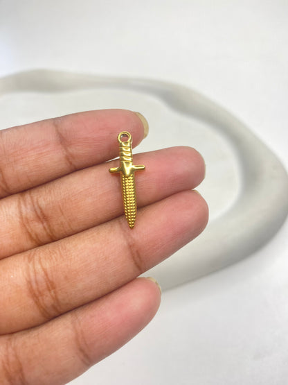 SC07H Sword charm 18k Gold plated stainless steel ( 1 piece ) Anti tarnish