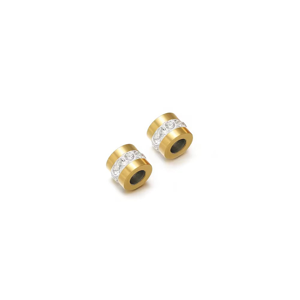 BBB 372 Clear Zircon Spacer bead 18k Gold PVD 316 Stainless steel ( 1 pc ) Anti tarnish