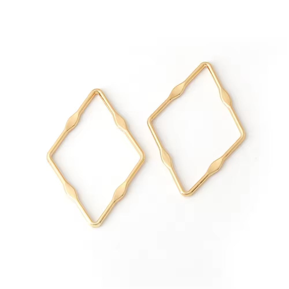SS 1316 Rhombus Bezel 14k gold plated charm ( 15 mm ) Tarnish Resistant ( 1 pc )