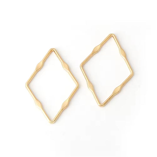 SS 1316 Rhombus Bezel 14k gold plated charm ( 15 mm ) Tarnish Resistant ( 1 pc )