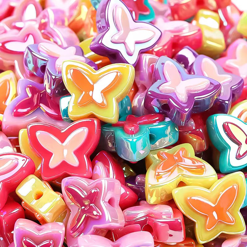 BBB 252 (b) Purple Butterfly Double colour Luminous Shiny Bead ( 1 pc ) UV Plated Acrylic ( 17 mm )