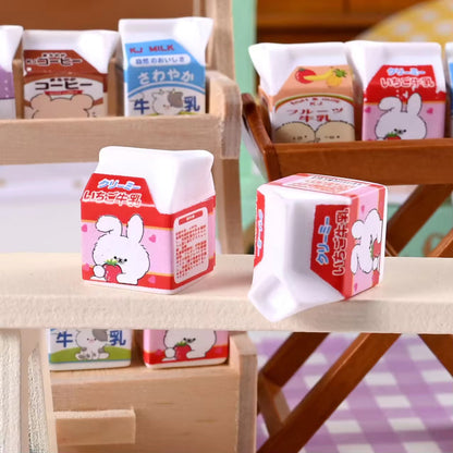 RM09J Milk carton Kawai themed resin charm ( 1 pc ) with / without hook