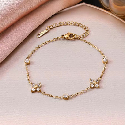 BSJ15D flower bracelet - 18k gold PVD plated 316 stainless steel - Anti tarnish