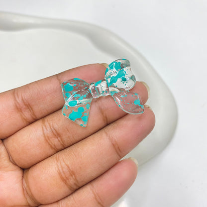 AB37 Bow colour splashed uv plated Acrylic bead ( 1 pc )
