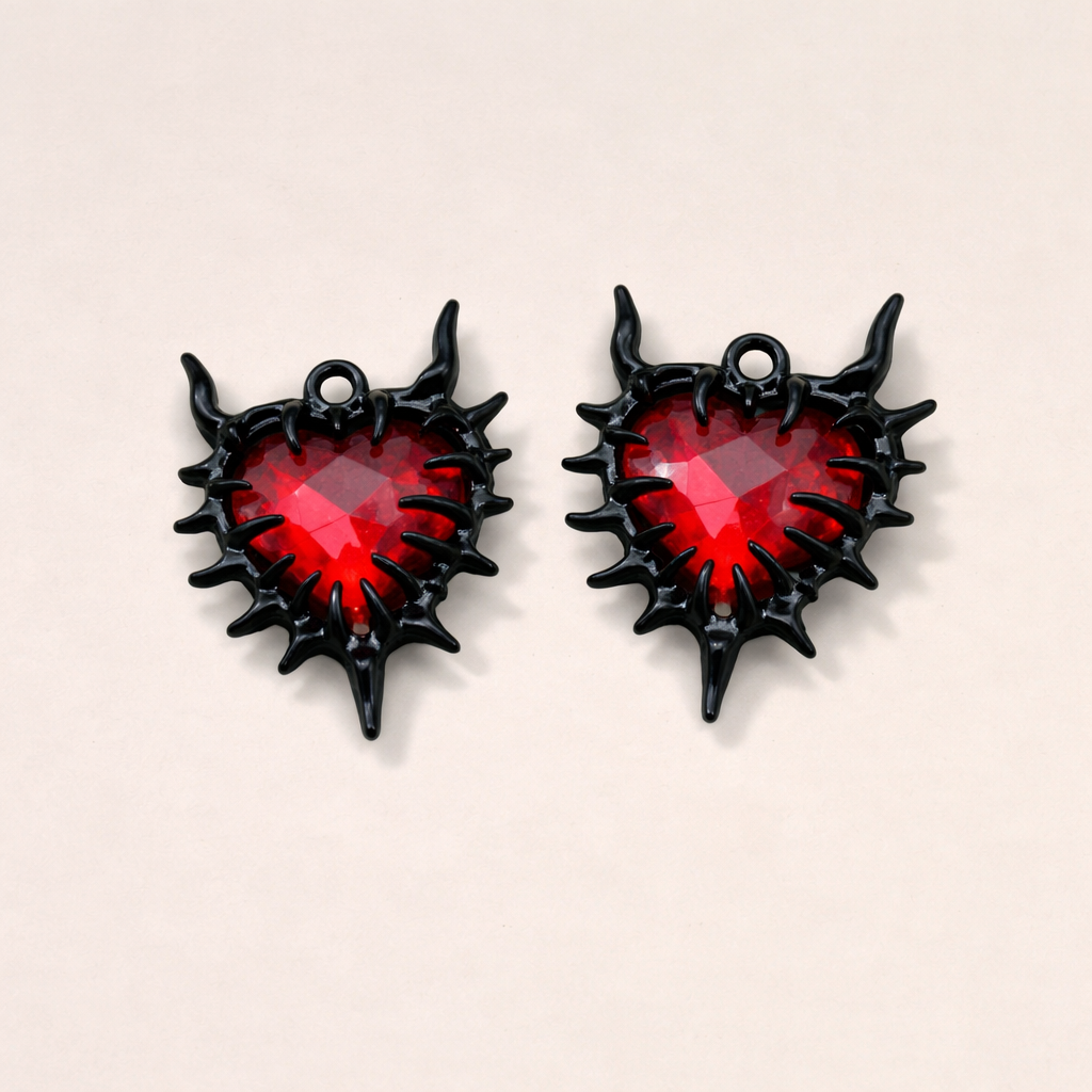 BBB 319 (c) Retro Heart Dark Style Y2K charm ( 1 pc ) High quality Alloy ( 35 mm )