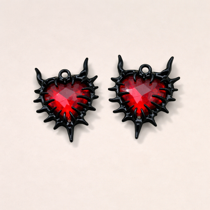BBB 319 (c) Retro Heart Dark Style Y2K charm ( 1 pc ) High quality Alloy ( 35 mm )