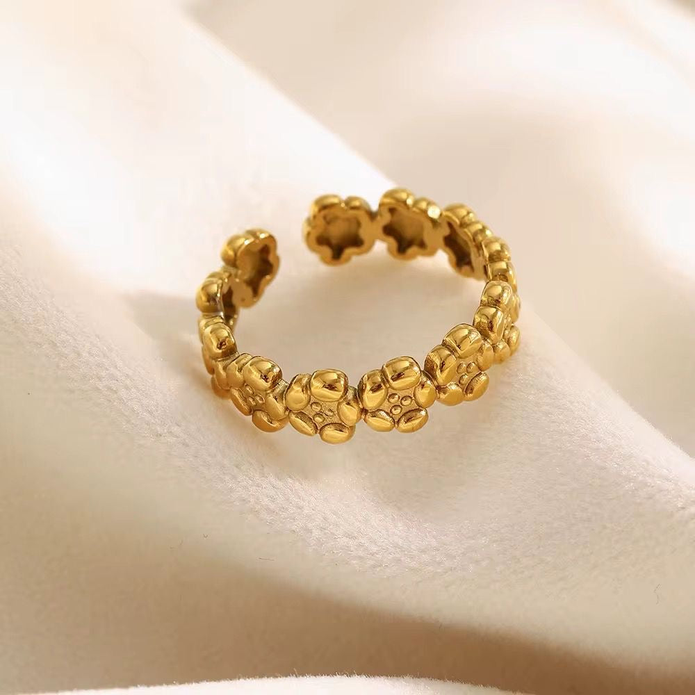 SJ 983 Floral Ring - Premium jewellery- 18k Gold PVD plated stainless steel - Anti tarnish