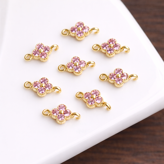 GPC10 E (1) Pink zircon Connector 14k gold plated ( 10*6 mm ) Anti tarnish ( 1 pc )