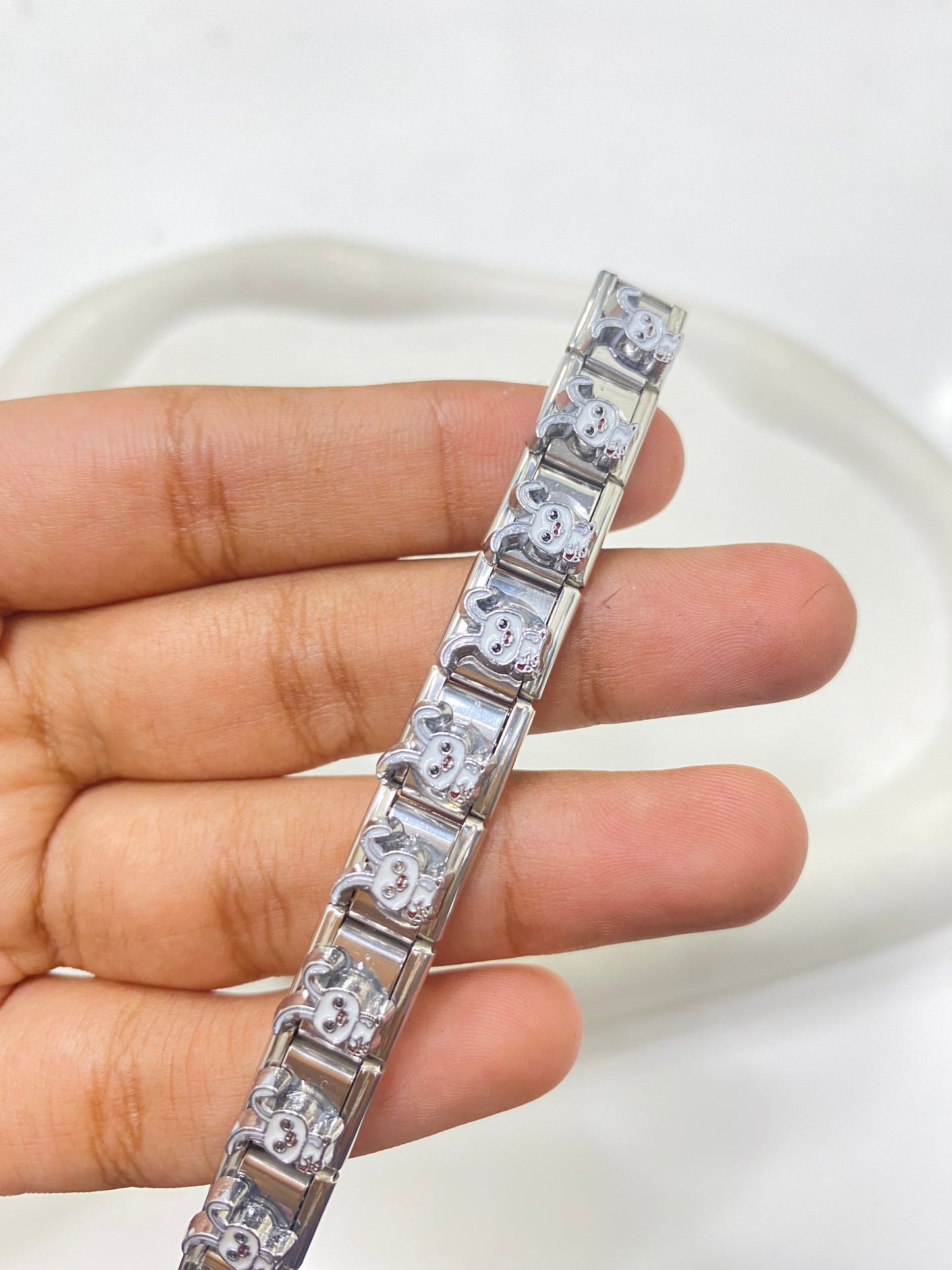 IC 04 Bunny silver italian charm bracelet - stainless steel ( 1 pc ) Anti tarnish