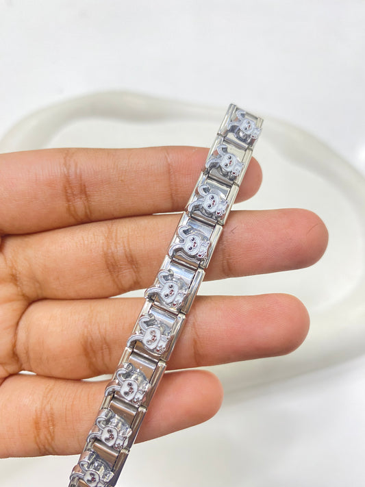 IC 04 Bunny silver italian charm bracelet - stainless steel ( 1 pc ) Anti tarnish