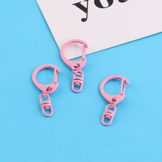 BBB 269 (k) Pastel Pink Candy baked paint D Shape Buckle Ring Keychain Clasp ( 1 pc ) Spring Clasp Key Ring ( 38 mm ) High Quality Alloy