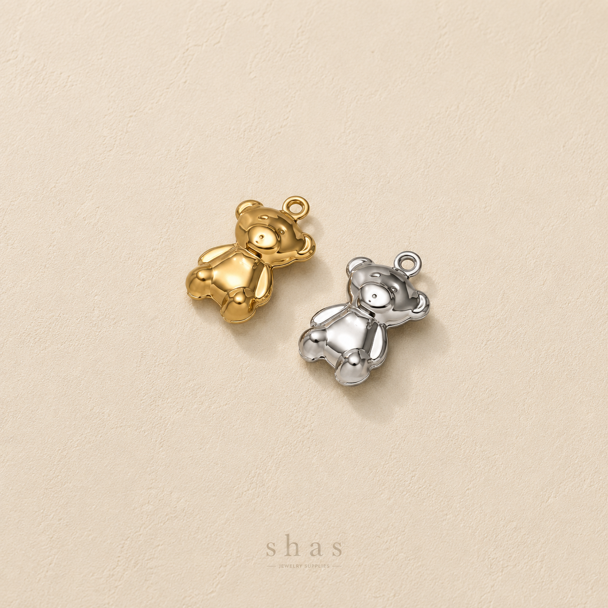 SC16M Teddy Bear charm 18k Gold PVD 316 stainless steel ( 1 pc ) Anti tarnish