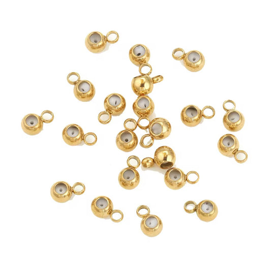 SS 2959 14k Gold plated Positioning Spacer bead with silicone stopper and loop ( 1 pc ) Anti tarnish ( 3 mm )