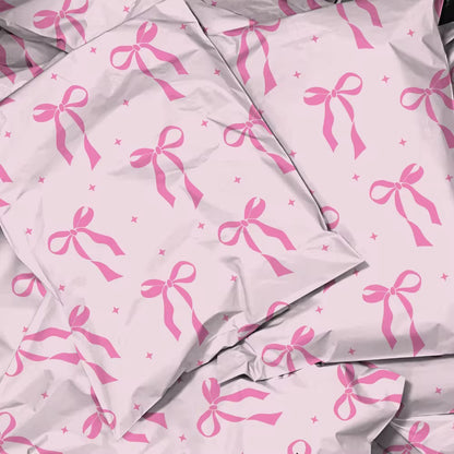 Pink Bow Poly Mailer Bag -  Waterproof & Double Sided - Designer Premium Packaging ( 10:13 inch )