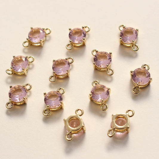 BBB 202 (A) Light Pink CZ connector 14k gold plated ( 1 pc ) Anti tarnish