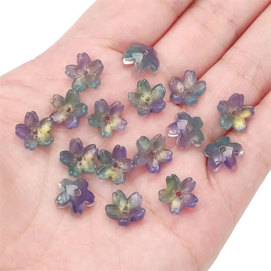 BBB 004 (f) Purplish green Mini Sakura flower glass bead ( 1 pc ) Lampwork Bead ( 11 mm )