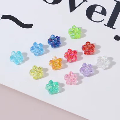 BBB 238 (f) Orange daisy flower candy Luminous Shiny Bead ( 1 pc ) UV Plated Acrylic ( 7 mm )