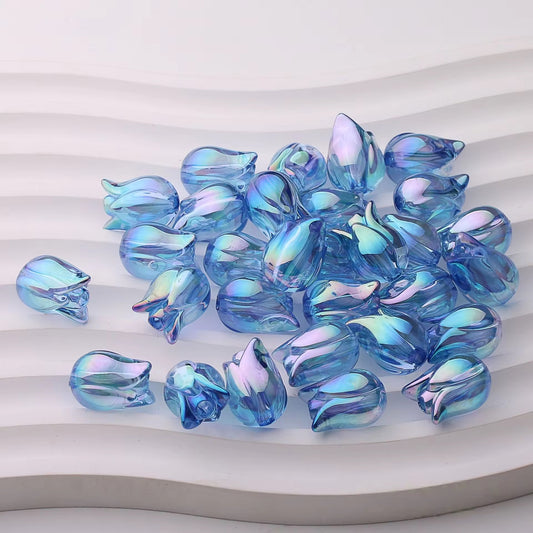 BBB 074 (b) Blue Tulip transparent luminous Acrylic bead ( 1 pc )