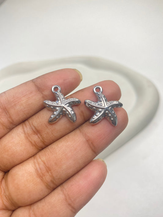 SS 2845 Star Fish charm Silver plated stainless steel ( 1 piece ) Anti tarnish ( 17:18 mm )