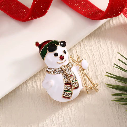 BR 74 Snowman Christmas Zircon Brooch ( 1 PC ) Anti Resistant