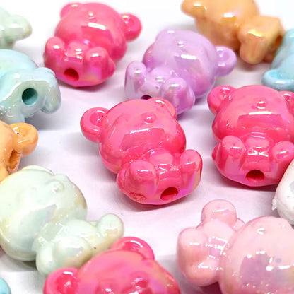 AB24 Cute Bear shiny luminous Acrylic bead ( 1 pc ) UV Plated ( 17:21 mm )