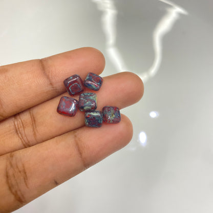 BBB 108 (F)  Two Hole Pressed Czech Mate Glass Tile Beads Hyacinth Travertine -(1PC)