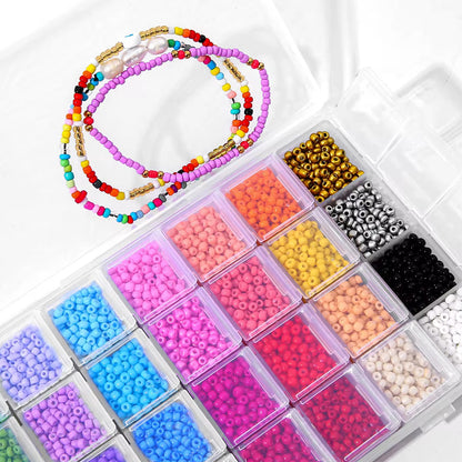 3mm Miyuki Glass Seed Beads 28 Colours Kit ( 1 Box - 9000 pieces ) Premium Quality - Individual Grid packaging