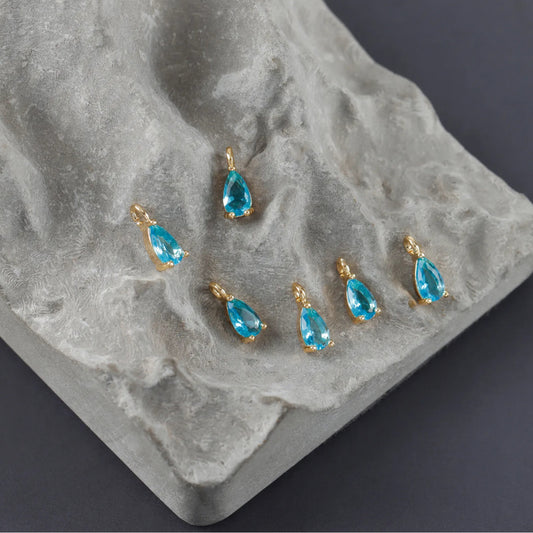 BBB 144 (D) zircon crystal teardrop charm gold plated ( 1 pc ) Anti tarnish