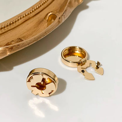 BBB 281 (a) Gold Cufflink Button Cabochon ( 1 pc ) Anti tarnish ( 15 mm )