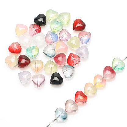 GB28 Glittery Heart Crystal glass beads ( 1 pc )