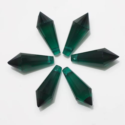 BBB 208 (b) Dark Green Pointed Crystal Bead Lampwork Prism glass charm ( 1 pc ) ( 8:20 mm )