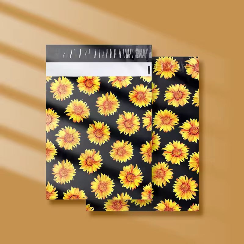 Sunflower Poly Mailer Bag -  Waterproof & Double Sided - Designer Premium Packaging ( 10:13 inch )