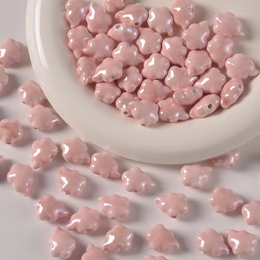 BBB 322 (b) Light Pink Cloud Iridescent Ceramic Bead ( 1 pc ) Porcelian Ceramic ( 13:18 mm )