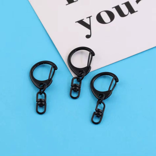 BBB 269 (j) Black Candy baked paint D Shape Buckle Ring Keychain Clasp ( 1 pc ) Spring Clasp Key Ring ( 38 mm ) High Quality Alloy