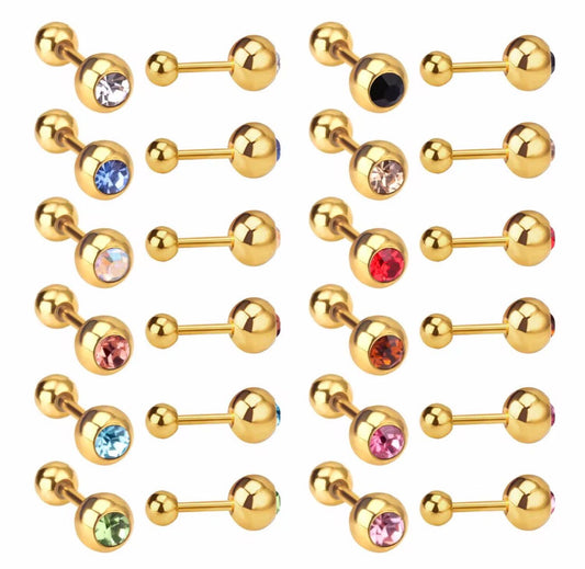 SJ 1021 Zircon Mini Stud Earring  - 18k Gold PVD plated stainless steel - Anti tarnish