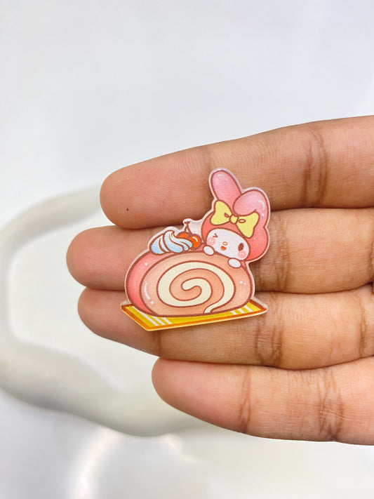 BBB 088 (a) Mochi Minnie with Swiss roll flat acrylic charm ( 1 pc )