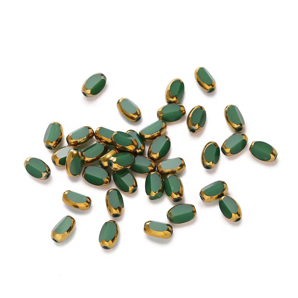 GB01A Gold Edge Faceted Crystal glass bead ( 1 pc ) Lampwork Bead